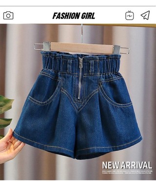 Váy denim mùa hè cho bé gái, quần đùi dạo phố cho trẻ em cỡ vừa và lớn, quần khoác ngoài đa năng ch