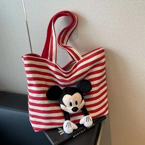 Túi Tote Dung Tích Lớn Nữ Túi Vải Sọc Thời Trang Mickey Dễ Thương Túi Đeo Vai Túi Mẹ Và Bé Nh