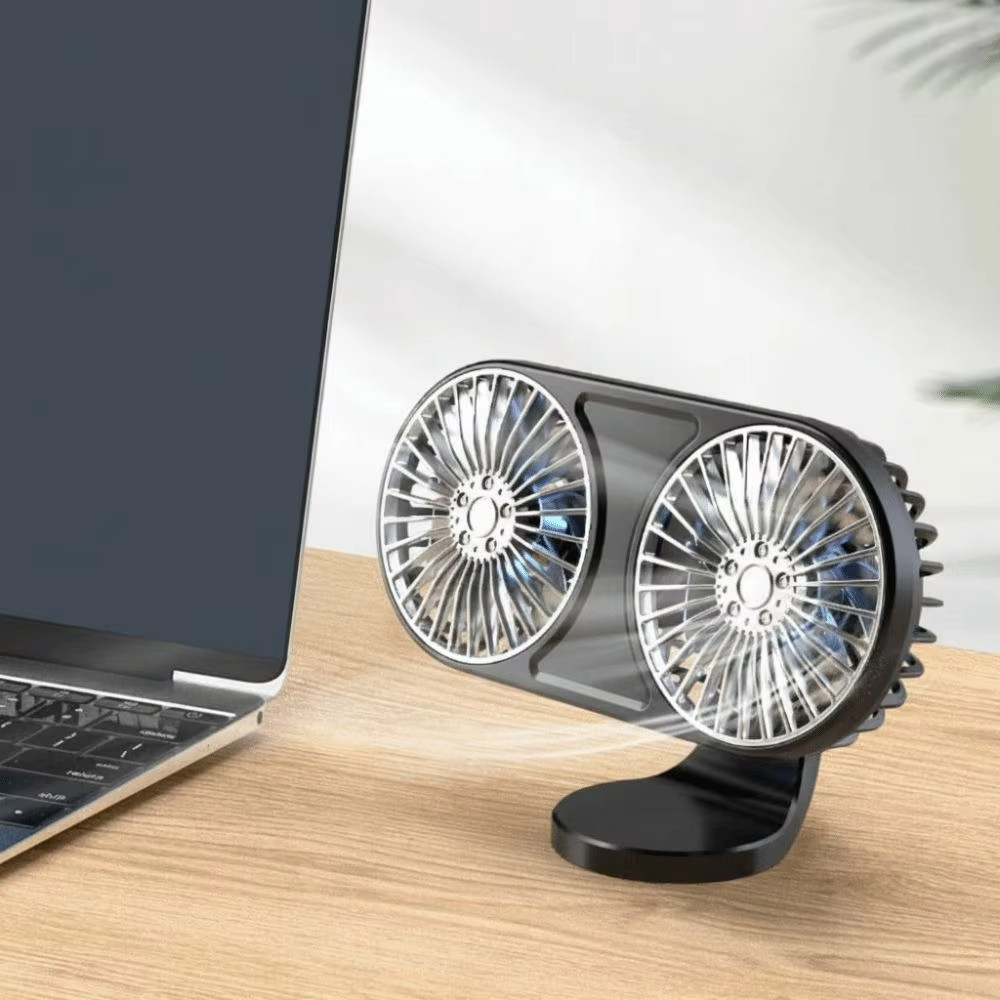 Quạt hai đầu ô tô 2IN1 sáng tạo mới có đèn chiếu sáng xung quanh 5V 3 tốc độ Quạt làm mát USB Quạt xả công suất cao có thể điều chỉnh cho xe tải ô tô đa năng