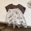 quần áo trẻ em phong cách văn học cổ điển Hàn Quốc quần cotton và vải lanh in quần thường ngày n