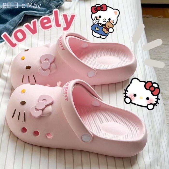 Hoạt Hình Dễ Thương Mèo Kt Bao Đầu Croc Giày Nữ Nhà Mặc Ngoài Trời Thoáng Khí, Thoải Mái Và Đ