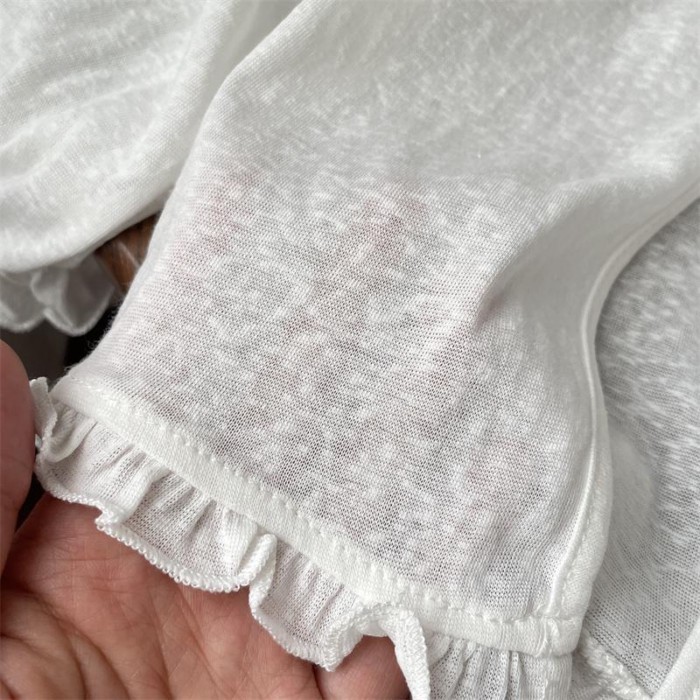 Baby Summer Girl Bamboo Cotton Edge Bow Tie Thin Shawl Small Coat Air-conditioning Shirt Sun