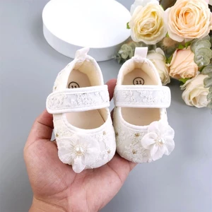 em bé ngọc trai hoa công chúa giày thêu phong cách ngọt ngào dễ thương cho bé đế cao su giày tập