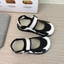 Trắng Rỗng Velcro Mary Jane Giày Xấu Xí Ngón Chân Cái Xăng Đan Thể Thao Giày Đi Bộ Đường Dài