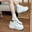 Giày trắng, đế dày, tăng Velcro, giày nữ thông thường, giày thể thao mũi to đa năng, giày đi
