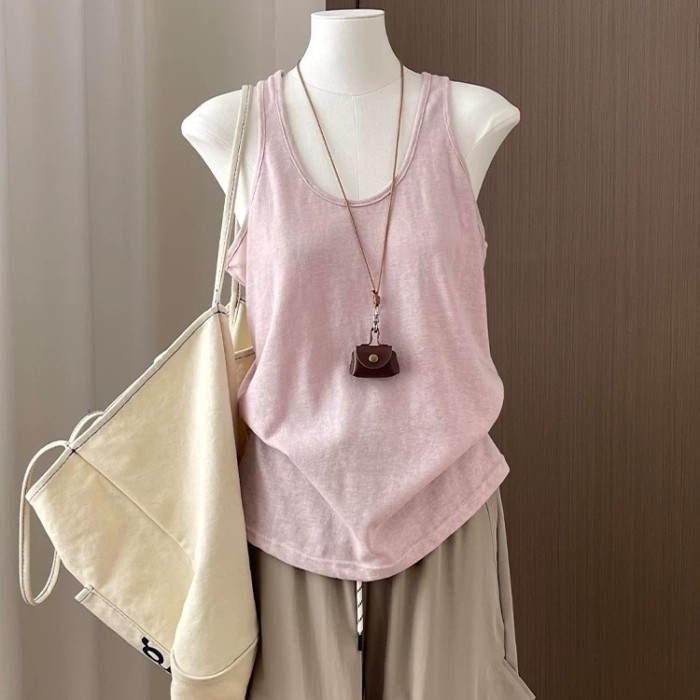 Áo yếm màu hồng dành cho nữ thường ngày Racer Top