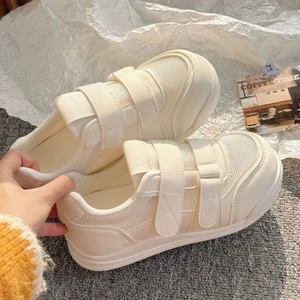 Giày thể thao lười Velcro không dây màu trắng dành cho nữ mùa hè lưới thoáng khí đi lại