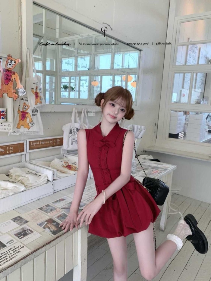 Pure Desire Sleeveless Flower Dress Women Summer New Design Korean Style Sweet Waist Slimming