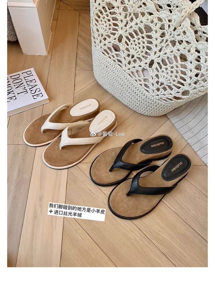 FLXEY/tăng 4,5 cm ~ Dép xỏ ngón phong cách đi nghỉ mát thông qua giày sandal gót nhọn mùa hè dành c
