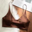 Tối giản Solid Deep V Halter Bralette Liền mạch mỏng Dây đeo có thể điều chỉnh Đồ lót không dây