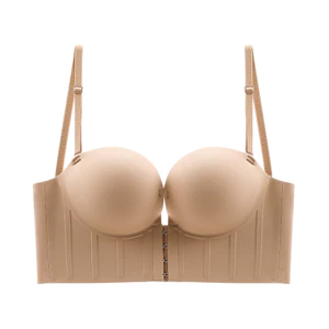 Có thể điều chỉnh quây lưng thấp Push Up Áo ngực cốc dày chống trượt Bandeau cho cô dâu & mặc dự tiệc