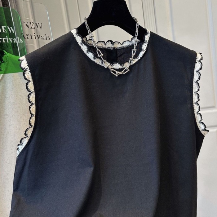 áo vest đen nữ mùa xuân hè cao cấp áo vest móc ren nhẹ