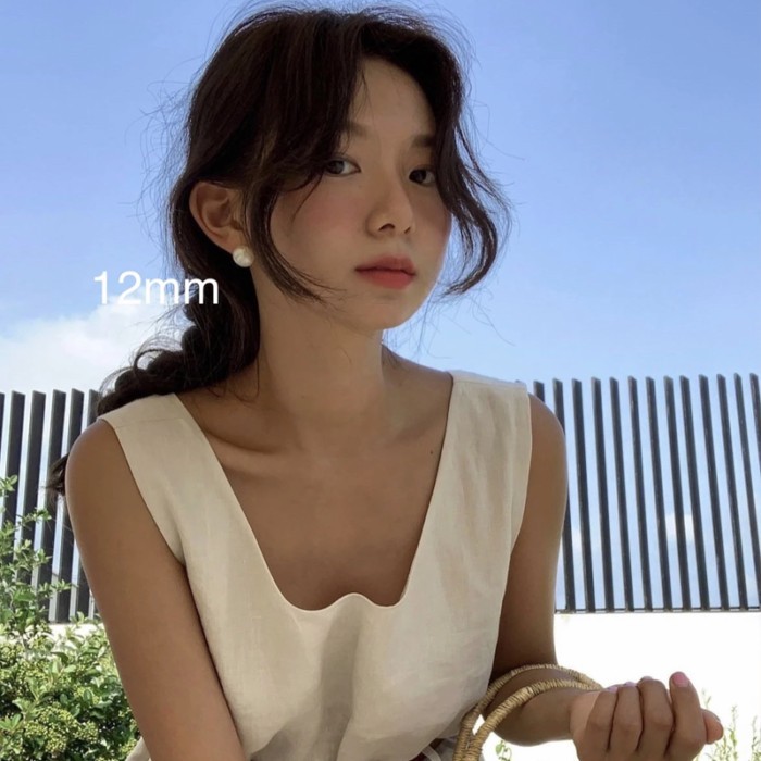 Bông tai ngọc trai phong cách Hàn Quốc , Bông tai tròn phong cách Hepburn, thanh lịch, thích h