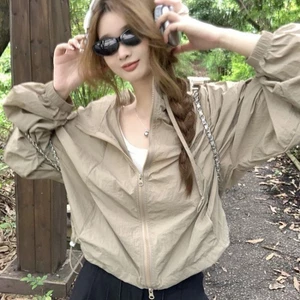 Áo khoác mùa hè có mũ trùm đầu phong cách Mỹ chống nắng mùa hè mới nhẹ cardigan mỏng ngoài tr