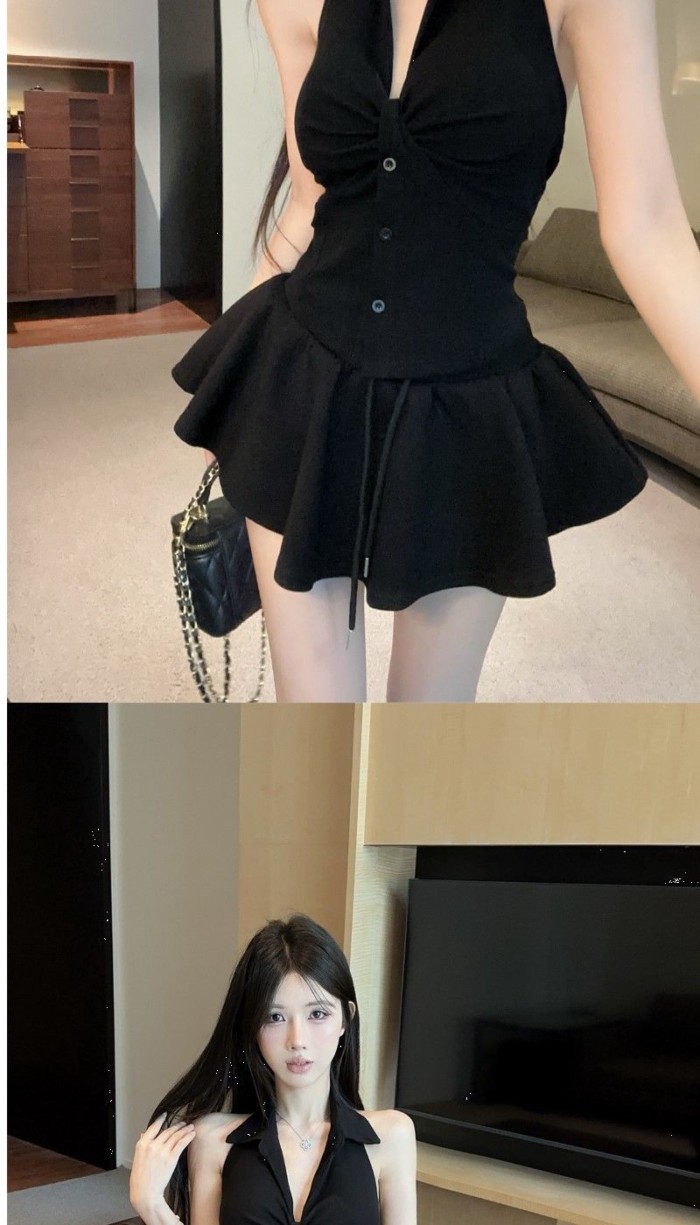 Sexy Sweet Girl Knotted Halter Camisole Womens Outerwear Knotted Design Fashionable Autumn Un