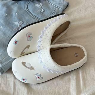 Lace Embroidered Birkenstocks Half-slippers For Women's Outer Wear New Summer One-leg Thick-s