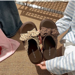 Thick-soled Slippers For Women For Summer Outer Wear, New Style With Skirt, Polka-dot Bow, Se