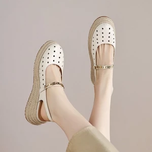 Giày sandal đế dày 5cm Baotou đế mềm đế dày đế mềm dành cho nữ Giày La Mã đế rỗng mùa hè siêu mềm
