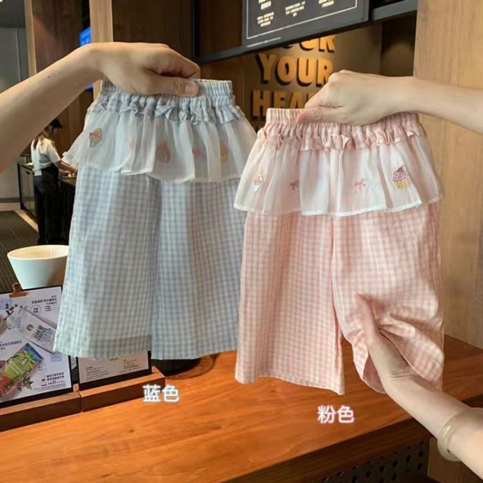 Quần ống rộng bé gái, quần kẻ sọc ngọt ngào đa năng cho bé gái và bé mặc ra ngoài