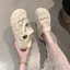 Giày nữ ren Birkenstock đế dày dệt kim hở mũi nửa dép có đế mềm để mặc bên ngoài