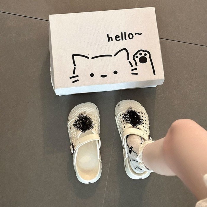 mặt nối thoáng khí kiểu dáng dễ thương Dép Bao Đầu đế dày cho nữ mùa hè chống trượt mặc ngoài dé