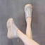 Dép Baotou nữ mùa hè mặc ngoài đế dày tăng rỗng giày thể thao màu trắng rỗng