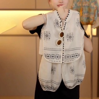 Bộ vest mát mẻ độc quyền mùa hè cho bé trai và bé gái, bộ hai mảnh quần chống muỗi không tay sành đ
