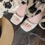 Giày sandal mũi vuông cho nữ, giày cao gót vuông đế giữa thời trang, dép lê gót nhọn phong cá