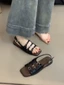 Giày Sandal Nữ Mùa Hè Mới Retro Pháp Cổ Tích Phong Cách Đi Biển Đi Biển Đế Bằng La Mã Giày Xăng