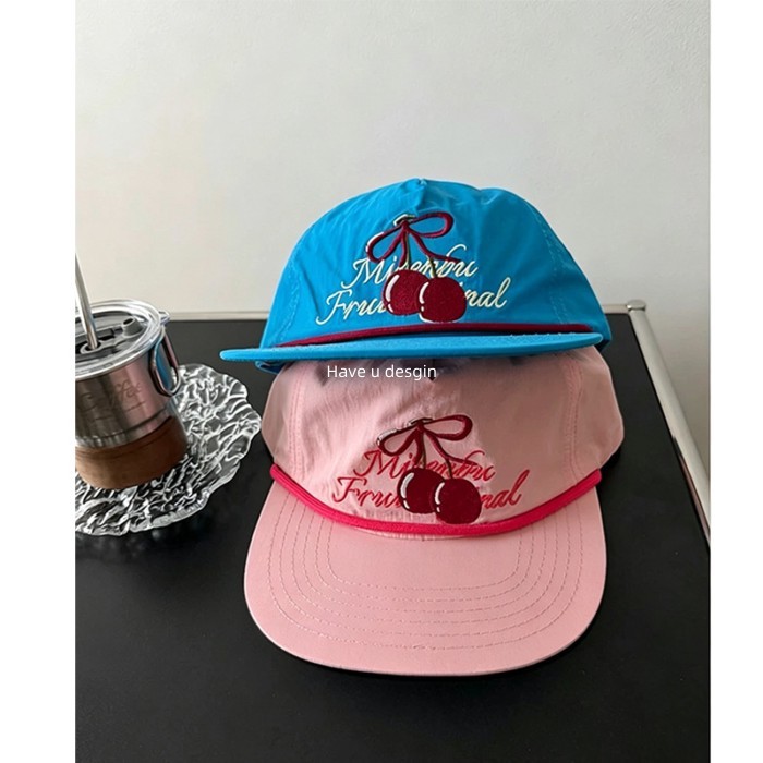 Have u desgin Dễ Thương Thêu Vành Phẳng Mũ Xuân Hè Cặp Đôi Phong Cách Đường Phố Thường Ngày Phù Hợp Với Mũ Mềm