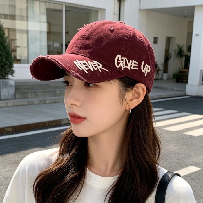 American Washed Denim Baseball Cap For Women Spring And Summer New Wide Brim Face-showing Sma