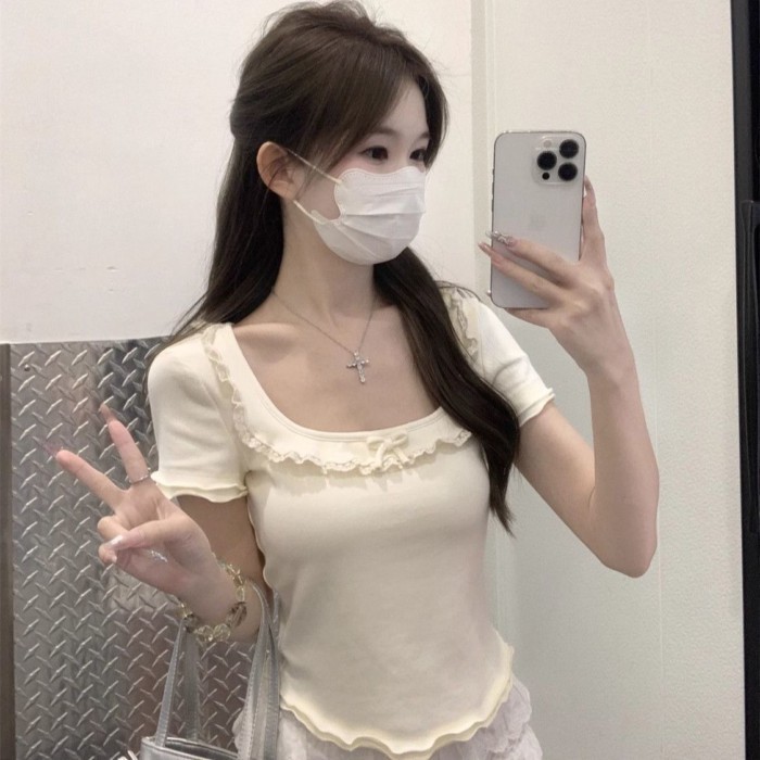 mối nối ngọt ngào và cay nồng phong cách mùa hè Phong cách Hàn Quốc thuần khiết khao khát cổ vuô