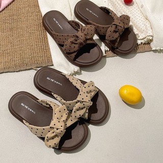 Thick-soled Slippers For Women For Summer Outer Wear, New Style With Skirt, Polka-dot Bow, Se