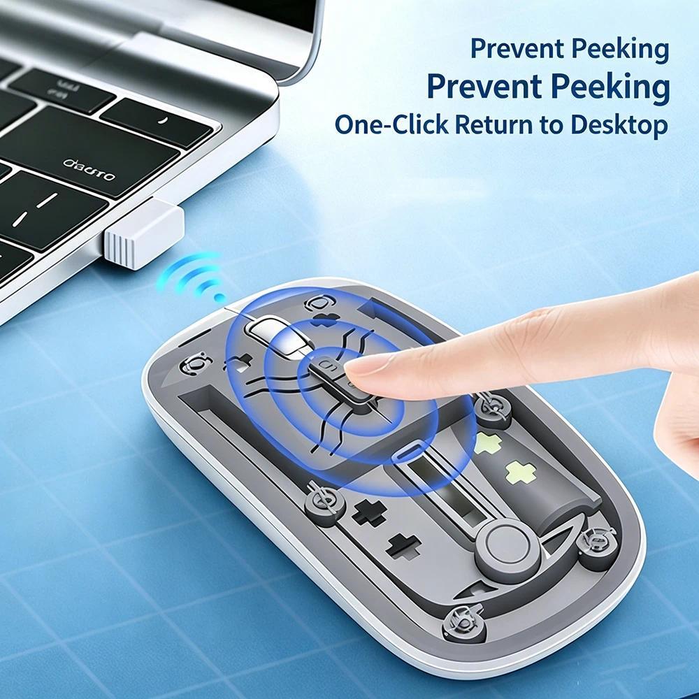 [Sẵn sàng] Chuột không dây Bluetooth 2.4G mới Chuột trong suốt Một cú nhấp chuột Trở lại máy tính để bàn 5 nút Chuột tắt tiếng cho máy tính xách tay Macbook