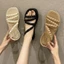Mint Mambo New Sandals Women's Summer Square Toe Flat Sandals Sweet Wind Open-toe Beach Shoes