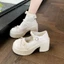 Retro Ngọc Trai Pháp Nơ Đại Học Giày Da Nhật Bản Đế Dày Tăng Chiều Cao Váy Mary Sweet JK Giày