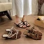 Giày sandal mũi nhọn chấm bi kiểu Pháp cho nữ diện mùa hè, giày cao gót khoe vóc dáng thon gọn, san