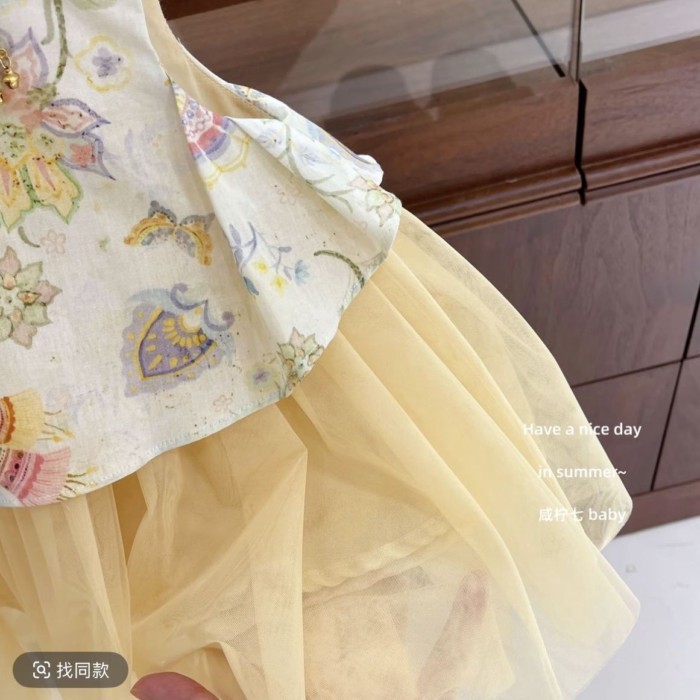 Váy Sườn Xám Cho Bé Gái Váy Không Tay Hoa Phong Cách Quốc Gia Cho Bé Gái Hanfu