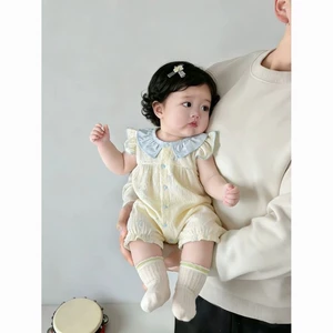 bộ áo liền quần cho bé mùa hè thời trang mới quần áo mùa hè cho bé tay ngắn dễ thương bộ đồ bò