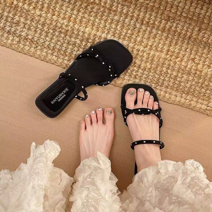 Giày sandal đế dày đế rộng cho nữ, dép đế dày mùa hè mặc cùng váy đi biển