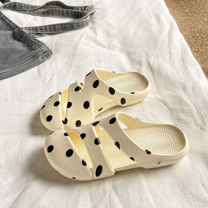 đôi sandal mũi nhọn thoáng khí nhẹ mùa hè chấm bi cho nữ đi chơi ngoài trời nhẹ chống trượt bên