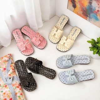 Popular Summer Fragrance New Style Slippers, Bow Square Toe, Fashionable Korean Version, Non-s