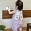 Bé Gái Quần Áo Mùa Hè Dễ Thương Kẻ Sọc Không Tay Tai Thỏ Áo Liền Quần Bé Gái Thời Trang Casual S