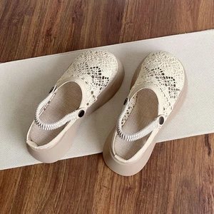 Giày nữ mùa hè bằng cotton và vải lanh chống trượt mới rỗng lưới nhẹ thoải mái đế đế hai bên ngo
