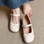 Giày cao gót bên trong nơ 8cm nơ một dây đeo Giày Mary Jane màu bạc dày gót giày cao gót dành cho n