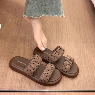 Polka Dot Thick-soled Slippers For Women's Outer Wear Summer New Style Huge Good-looking Non-