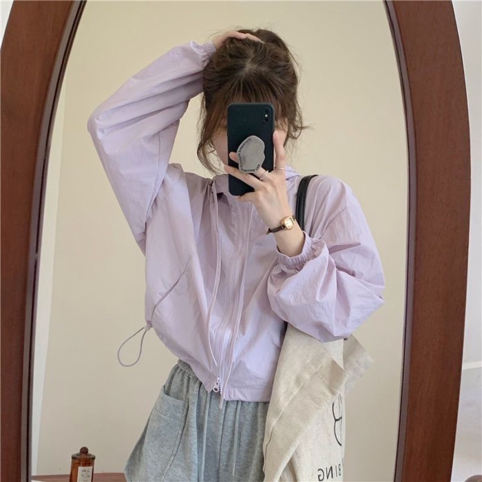 Áo khoác mùa hè có mũ trùm đầu phong cách Mỹ chống nắng mùa hè mới nhẹ cardigan mỏng ngoài tr