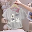 Áo cổ tròn mới cho bé gái Ice Silk Tay ngắn nơ trẻ em Áo thời trang dành cho trẻ nhỏ và vừa