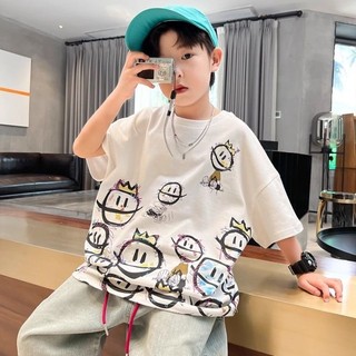 Áo thun cotton mùa hè ngắn tay cho bé trai, kiểu dáng mùa hè cho trẻ em vừa và lớn, đẹp và rộng rãi