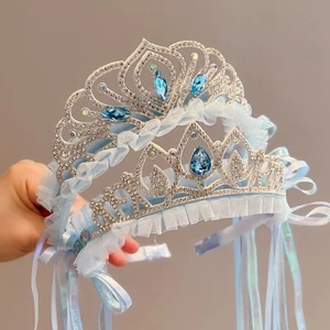 vương miện vương miện công chúa bé gái Frozen Elsa phụ kiện tóc Băng đô Elsa trẻ em kẹp tóc băng